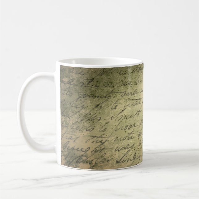 Caneca De Café Papel antigo - letra de escrevendo (Esquerda)