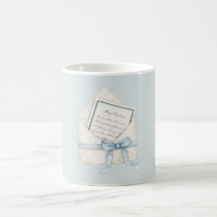 Caneca De Café Papel de Carta Natal com Laço Azul