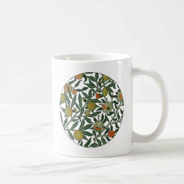 Caneca De Café Papel de Parede Colorido Romã Azul William Morris (Direita)