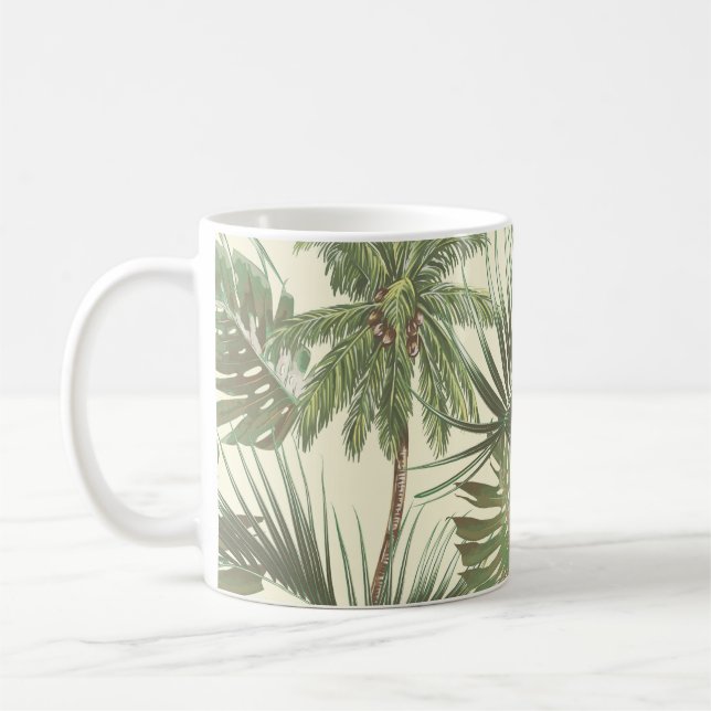 Caneca De Café Papel de parede de folhas tropicais (Esquerda)