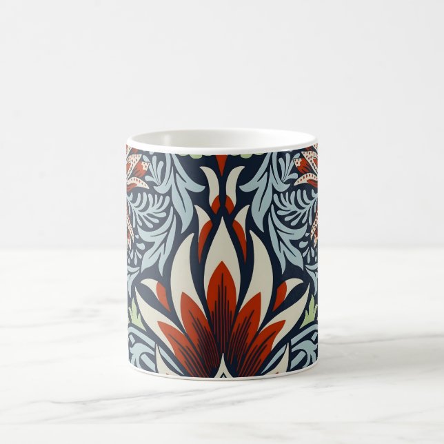 Caneca De Café Papel de Parede Floral Morris Navy Blue Snakeshead (Centro)