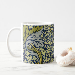 Caneca De Café Papel de Parede Floral William Morris Kennet Azul 