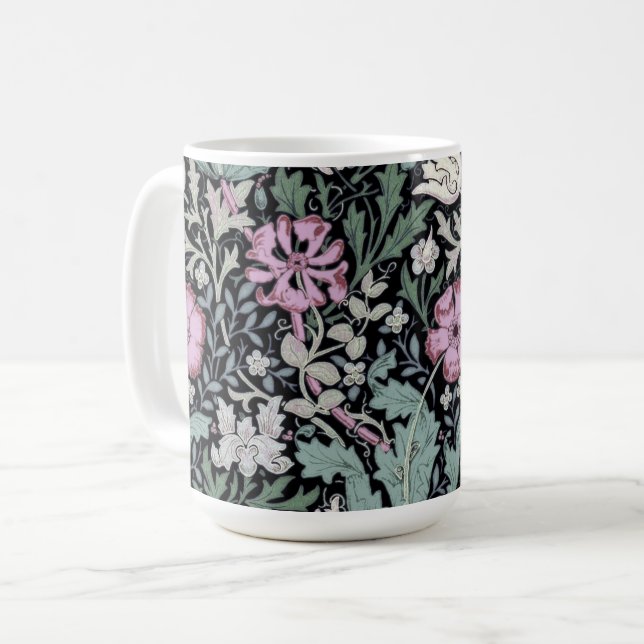 Caneca De Café Papel de parede vitoriano botânico de papoula de W (Frente Esquerda)