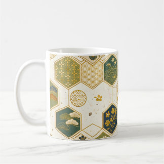 Caneca De Café Papel Washi Japonês Padrão Hexágono | Sa Sem Costu