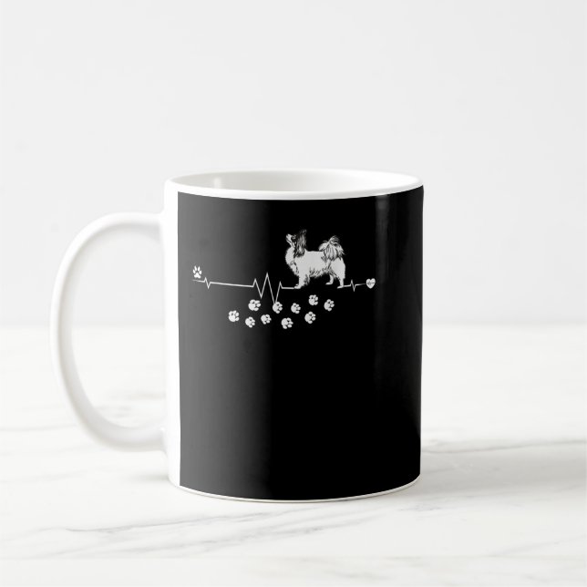 Caneca De Café Papillon Cão Batido Cardíaco Cachorros Dançados Cr (Esquerda)