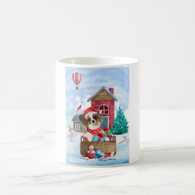 Caneca De Café Papillon Cão Na Neve Casa De Cachorro De Natal (Centro)