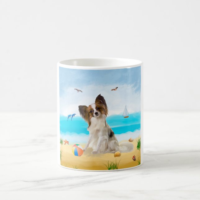Caneca De Café Papillon Dog na Praia (Centro)