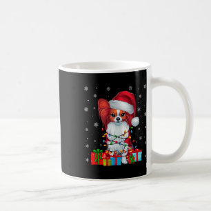 Caneca De Café Papillon Dog Ugly Xmas Luzes Papais noeis Papillon