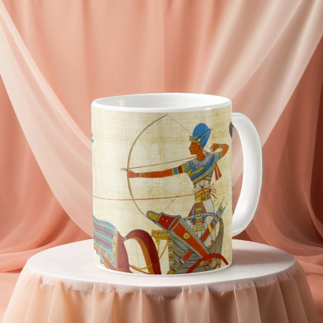 Caneca De Café Papiro dos Cavalos do Faraó Ramsés II do Antigo Eg (Criador carregado)