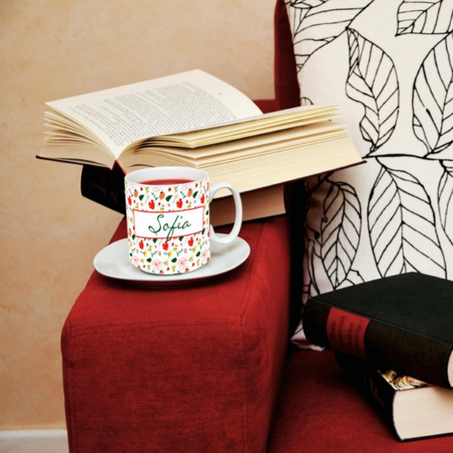 Caneca De Café Papoila vermelha de flores silvestres (Criador carregado)