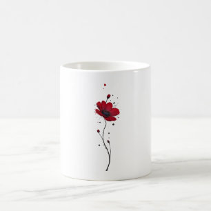 Caneca De Café Papoila vermelha. Minimalismo. Na moda, illustr aq