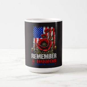 Caneca De Café Papoula Patriótica Bandeira Americana - Lembrar e