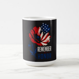 Caneca De Café Papoula Patriótica Lembrar Honrar Bandeira America