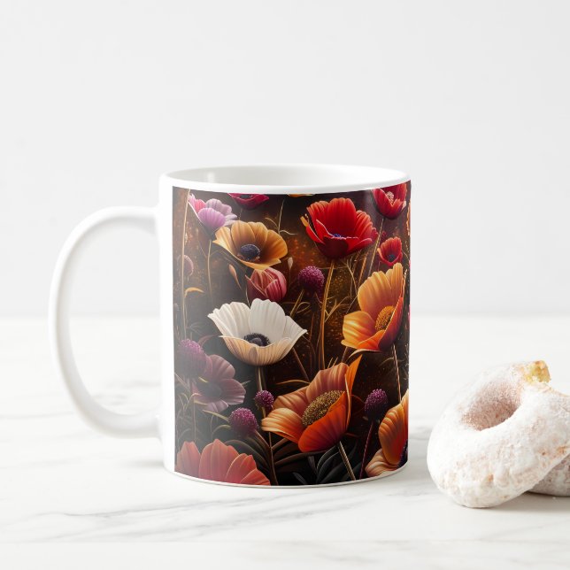 Caneca De Café Papoulas Coloridas (Com Donut)
