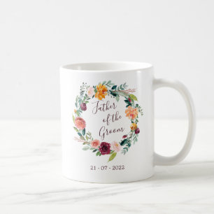 Caneca De Café Paprika Burgundy Floral Padre do Groom Mug