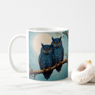 Caneca De Café Par azul-bonito de corujas sentados em um galho
