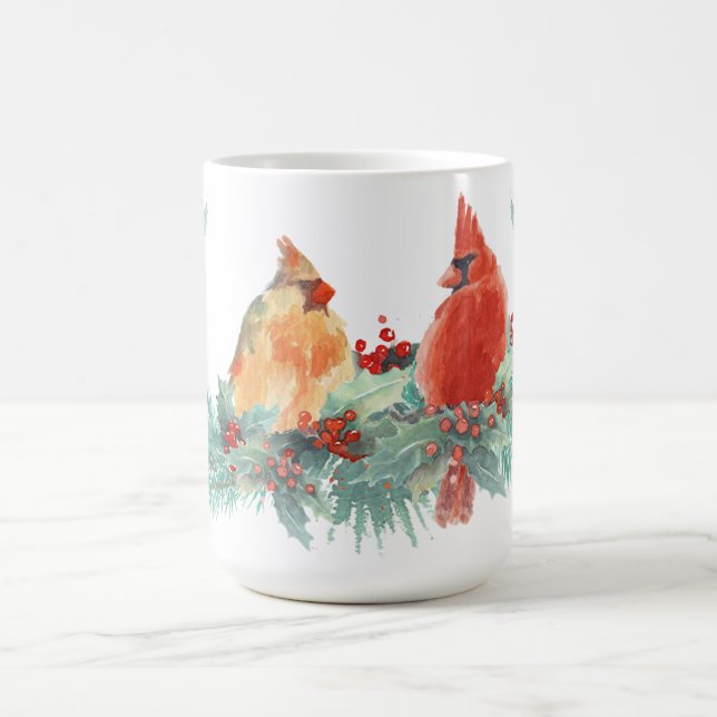 Caneca De Café Par Cardinal de Inverno com Holly (Centro)