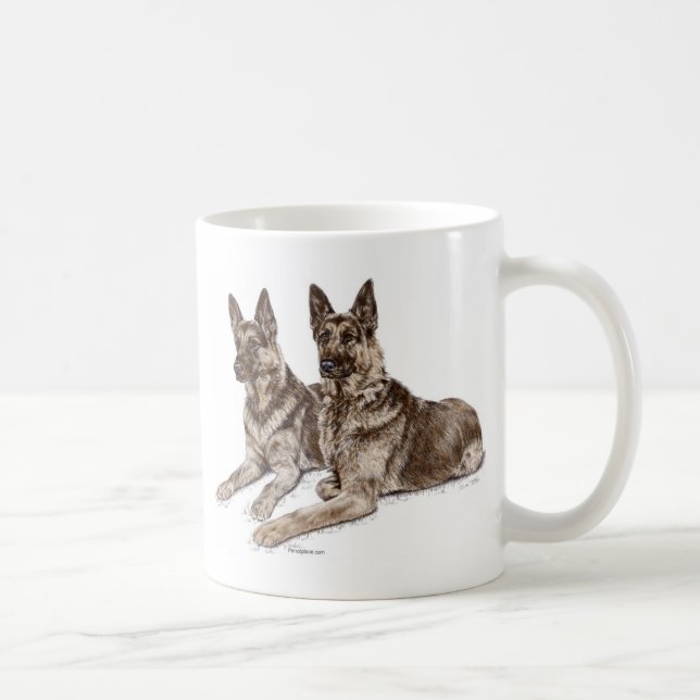 Caneca De Café Par de Cães German shepherd (Direita)