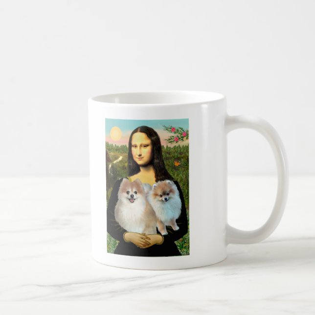 Caneca De Café Par de Pomerânia 3 - Mona Lisa (Direita)