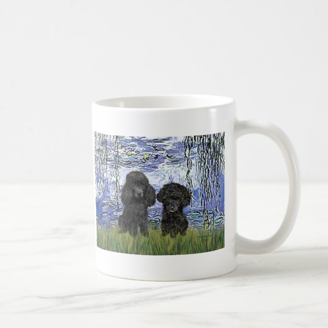 Caneca De Café Par de Poodles (preto) - Lírios 6 (Direita)