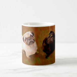 Caneca De Café Par do retrato de Pugs Watercolor