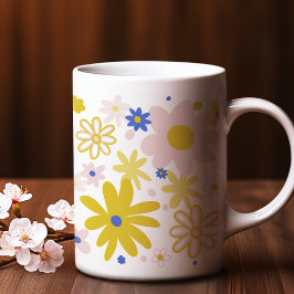 Caneca De Café Para a Nature Lovers Amarelo e Azul Primavera