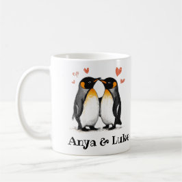 Caneca De Café Para Amantes, Cota Pinguins, Adicionar Nomes, Pers