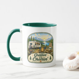 Caneca de Café para Campistas - Grillin 'e Chillin