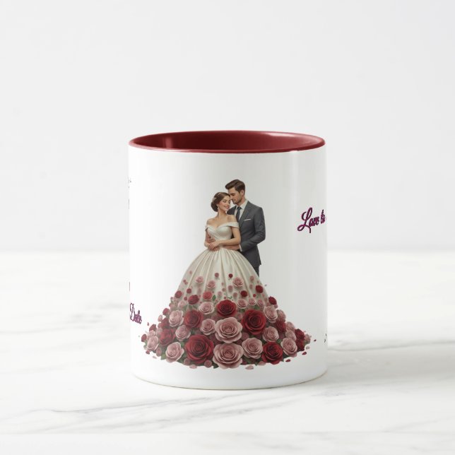 Caneca de Café para Casal de Noiva com Floral Eleg (Centro)