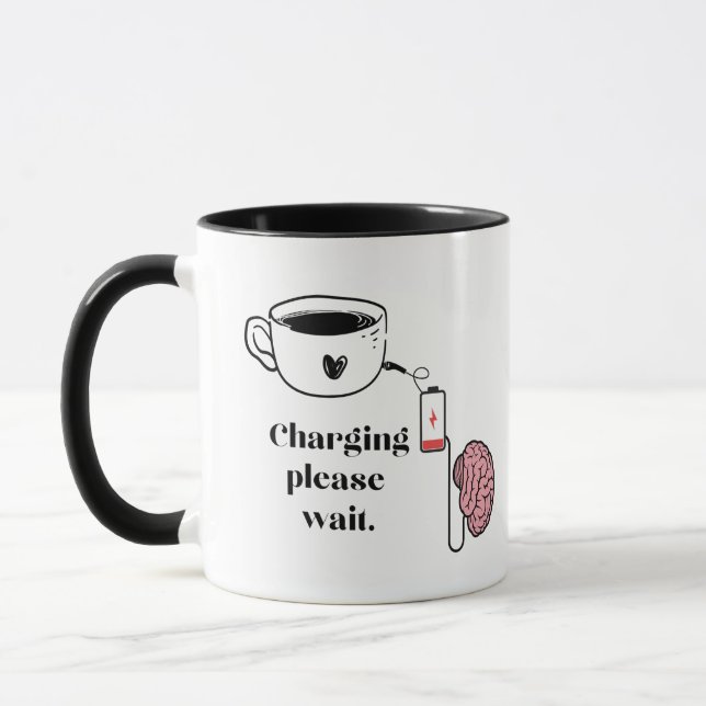 Caneca de Café para Cérebro Engraçado e Exausto (Esquerda)