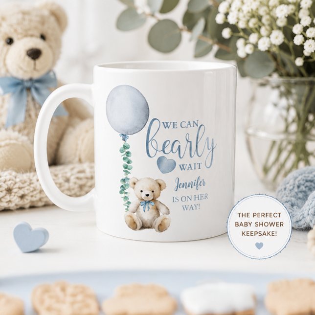 Caneca de Café para Chá de Bebê Urso Azul Bearly W (Baby Shower Keepsake Mug)