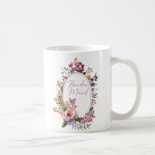 Caneca de Café para Damas de Honra com Rosa Cor-de (Direita)