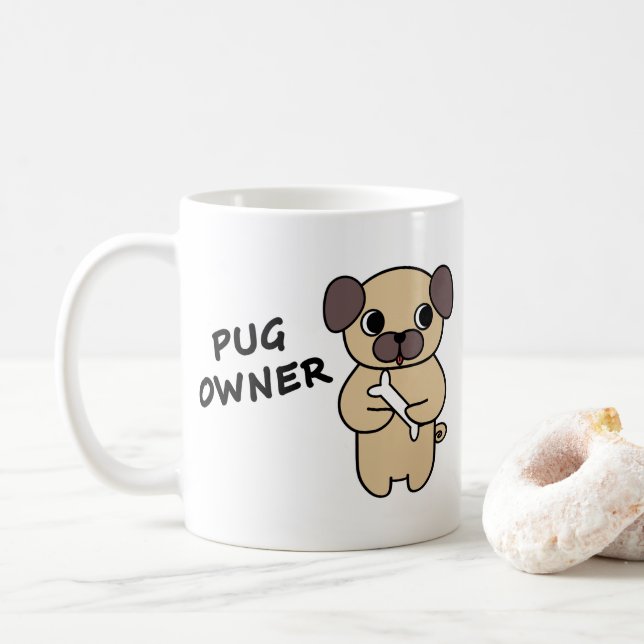 Caneca de café para dono de PUG (Com Donut)