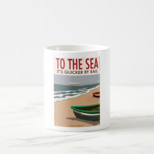 Caneca De Café Para O Mar Cartaz de viagem vintage da costa britâ