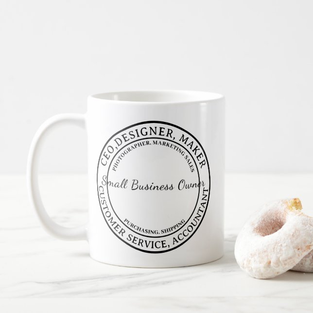 Caneca de Café para Pequenas Empresas com Rótulo M (Com Donut)