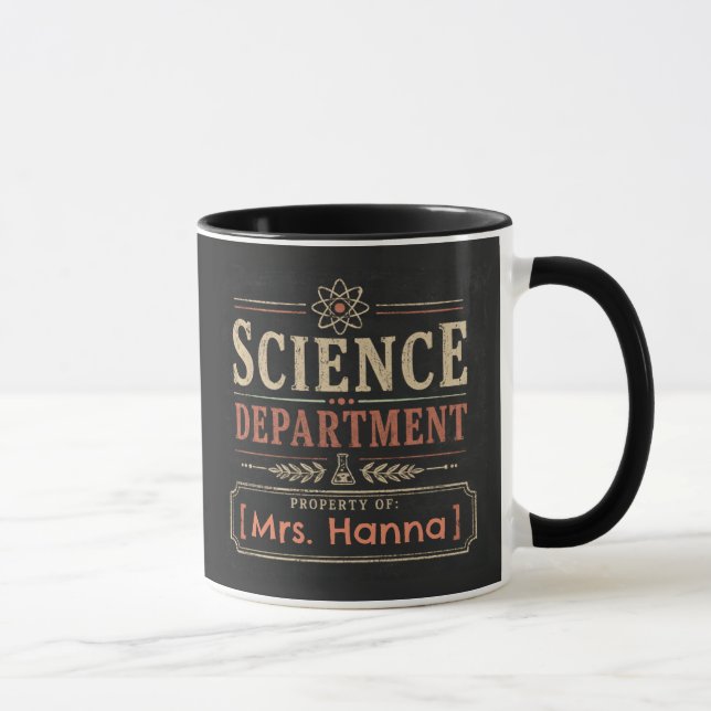 Caneca de Café para Professor de Ciências com Nome (Direita)