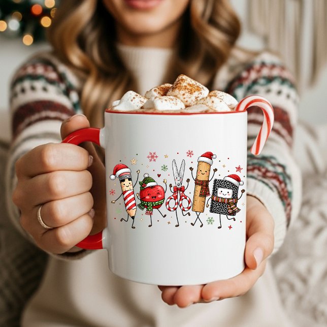 Caneca de café para professor de escola no Natal (Christmas School Teacher Coffee Mug)