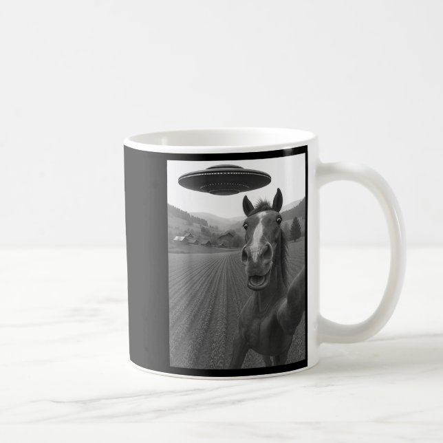 Caneca De Café Para Selfie de Cavalo Alien Ufo (Direita)