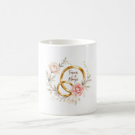 Caneca De Café Para Sempre & Sempre – Arte de Alianças de Casamen