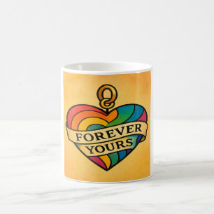 Caneca De Café Para Sempre Seu Coração de Amor Colorido