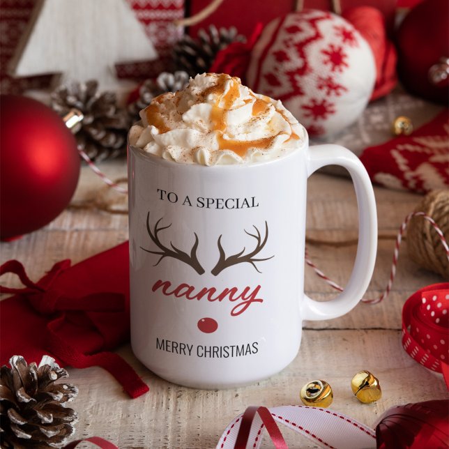 Caneca De Café Para uma babá especial, Feliz Natal, Deer Horn (Criador carregado)