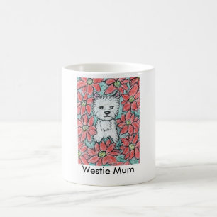 Caneca De Café PARA UMA MÃE de WESTIE com Natal das POINSÉTIAS