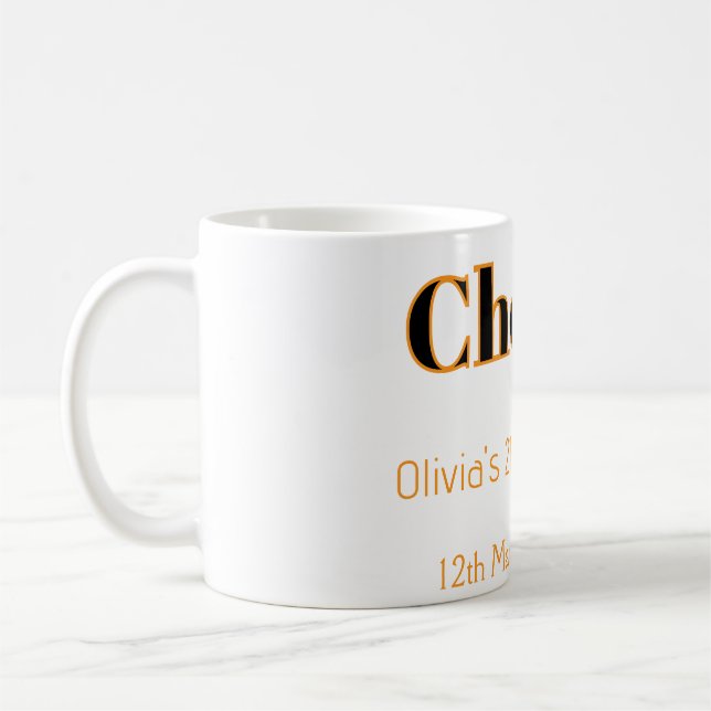 Caneca De Café Parabéns 21º aniversário adicionar nome data simpl (Esquerda)