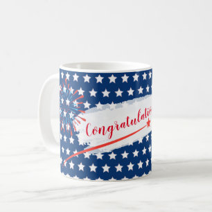 Caneca De Café Parabéns 4ns da bandeira americana de julho EUA