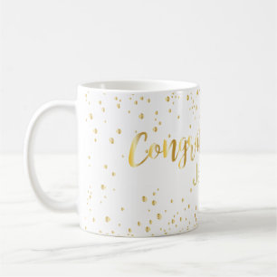 Caneca De Café Parabéns De Casamento - Letra Dourada Glitter