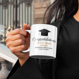 Caneca De Café Parabéns de graduação Classe de Monograma 2023