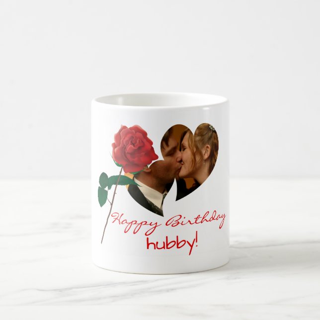Caneca De Café Parabéns marido rosa vermelha foto mug (Centro)