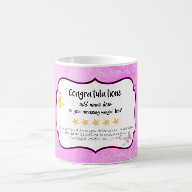 Caneca De Café Parabéns na perda de peso na dieta (Centro)