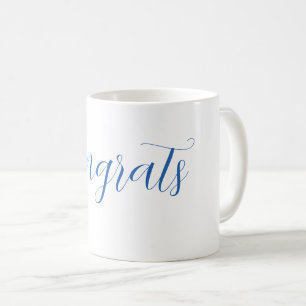 Caneca De Café parabéns nome azul estiloso formatura data ano
