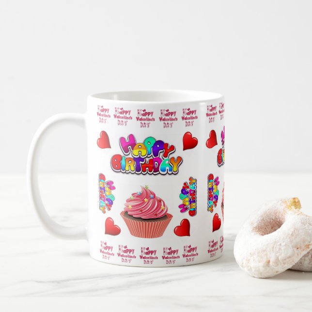 Caneca De Café Parabéns para felizes dias de os namorados (Com Donut)